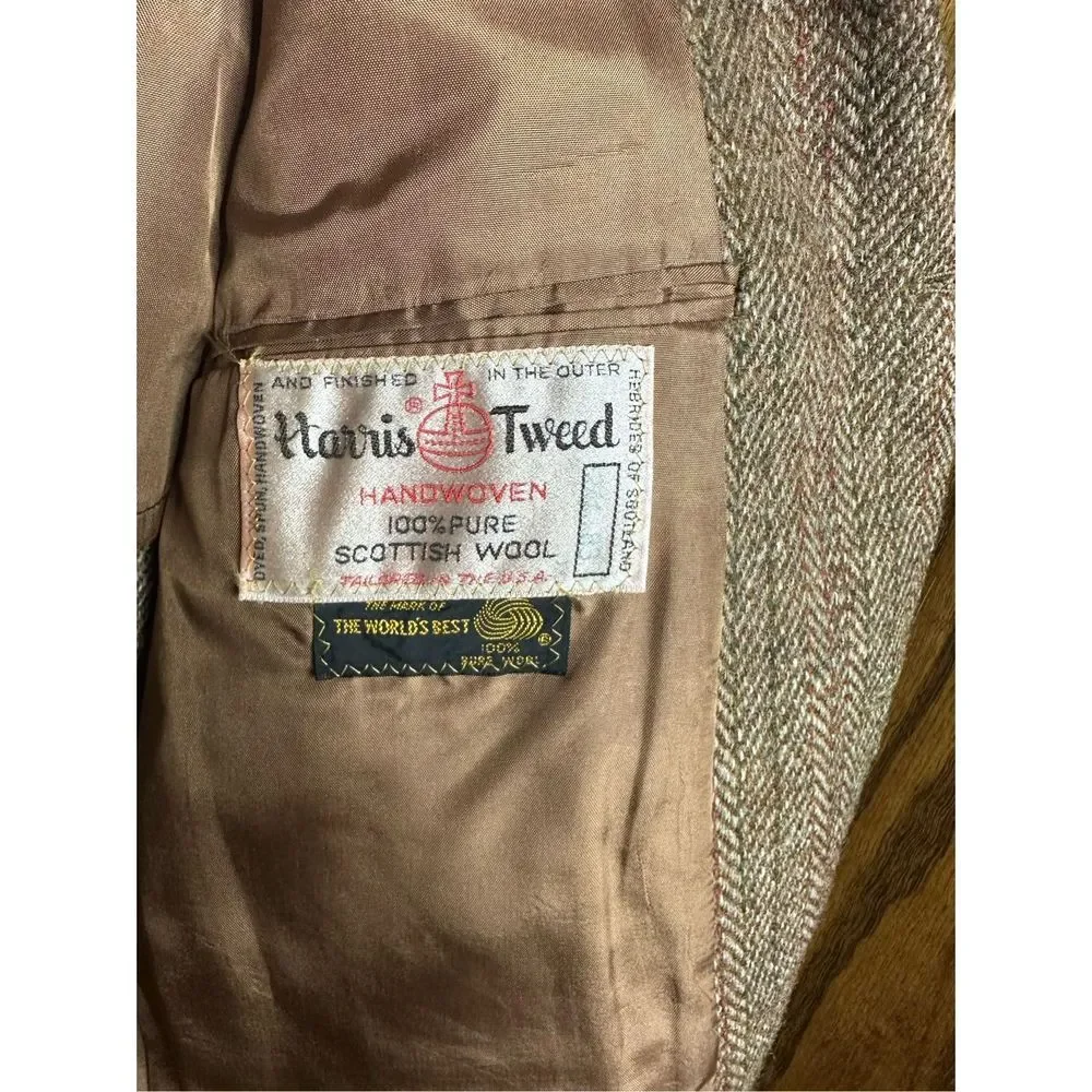 Harris Tweed Pendleton Vintage Pure Scottish Wool Brown Blazer Suit Jacket 42/44
